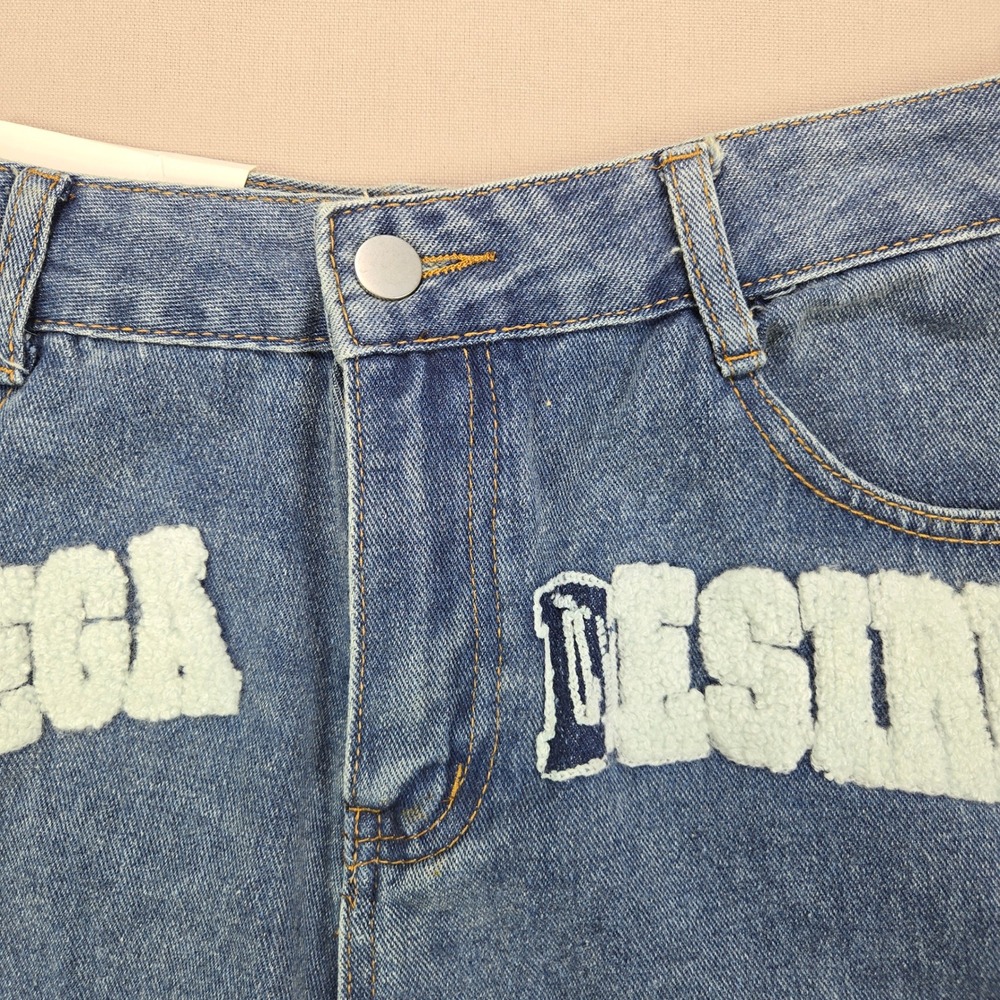 Bottega Desires Denim Shorts Chenille Patch Raw Hem Blue Mens Size L - Picture 8 of 15